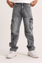 Cargo Pockets Gray Jeans